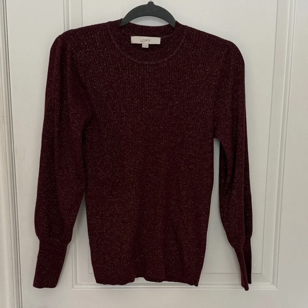 LOFT Deep Red Knit Sweater - Picture 1 of 4